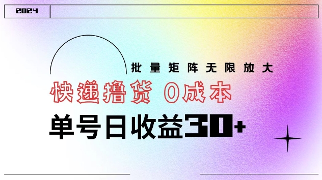 快递撸货 0成本 单号日收益30+ 批量矩阵可无限放大|小鸡网赚博客