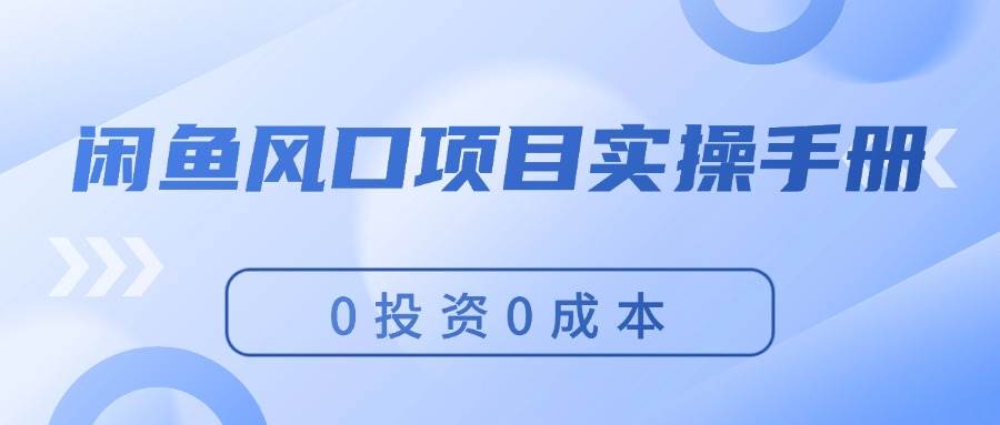 闲鱼风口项目实操手册，0投资0成本，让你做到，月入过万，新手可做|小鸡网赚博客