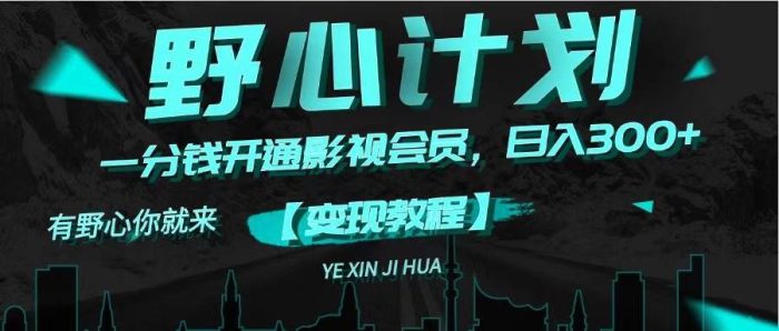 《野心计划》一分钱卖影视会员，日入300+|小鸡网赚博客