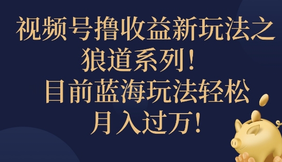 视频号暴力撸收益新玩法之狼道系列，目前蓝海玩法轻松月入过万|小鸡网赚博客