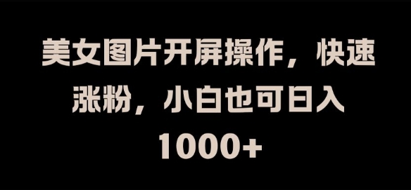 美女图片开屏操作，快速涨粉，小白也可日入1k【揭秘】|小鸡网赚博客
