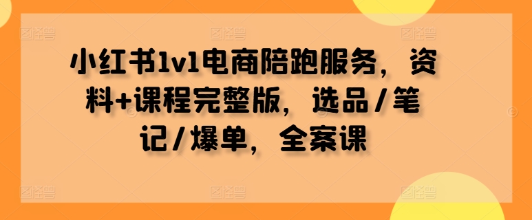 小红书1v1电商陪跑服务，资料+课程完整版，选品/笔记/爆单，全案课|小鸡网赚博客