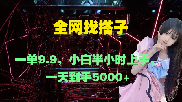 全网找搭子，一单9.9.小白半小时上手，一天到手几张|小鸡网赚博客