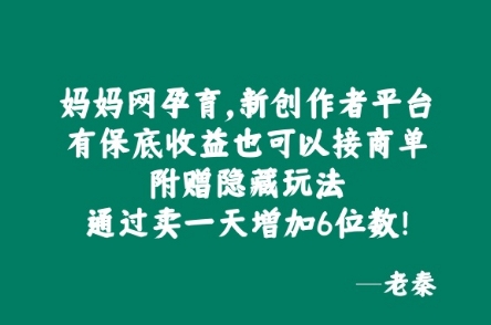 妈妈网孕育，新创作者平台，有保底收益也可以接商单|小鸡网赚博客