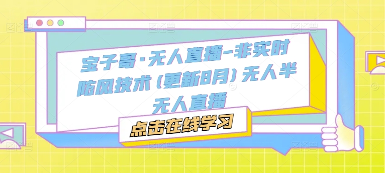 宝子哥·无人直播-非实时防风技术(更新9月)无人半无人直播|小鸡网赚博客