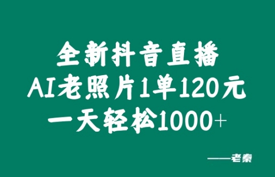 全新抖音直播AI老照片玩法，1单120元，一天轻松1k|小鸡网赚博客