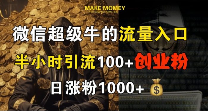 微信超级牛的流量入口，半小时引流100+创业粉，日涨粉1000+|小鸡网赚博客