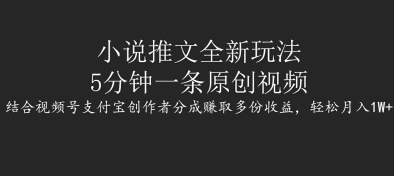 小说推文全新玩法，5分钟一条原创视频，结合视频号支付宝创作者分成赚取多份收益，轻松月入1W+|小鸡网赚博客