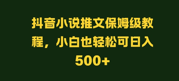 抖音小说推文保姆级教程，小白也轻松可日入500+|小鸡网赚博客