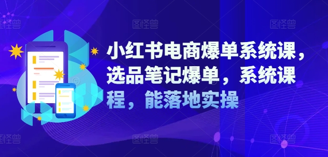小红书电商爆单系统课，选品笔记爆单，系统课程，能落地实操|小鸡网赚博客
