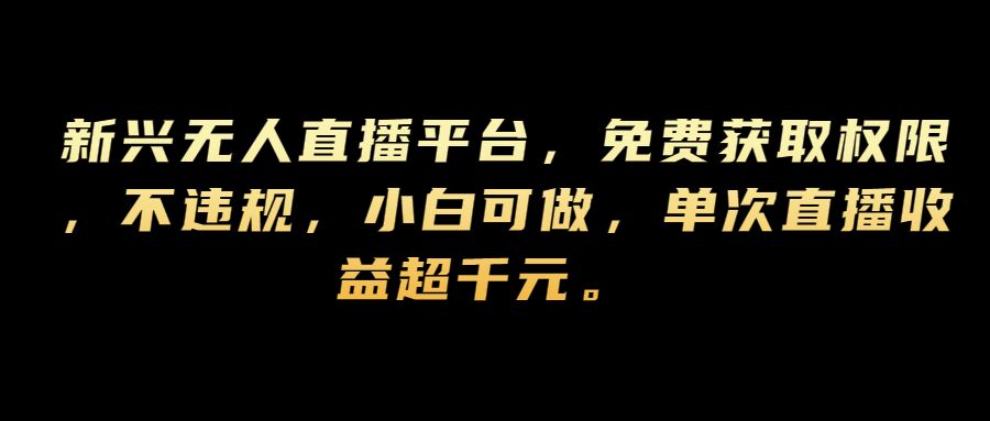 新兴无人直播平台，免费获取权限，不违规，小白可做，单次直播收益超千元|小鸡网赚博客