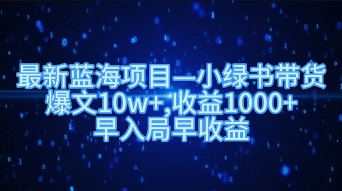 最新蓝海项目小绿书带货，爆文10w+，收益1000+，早入局早获益|小鸡网赚博客