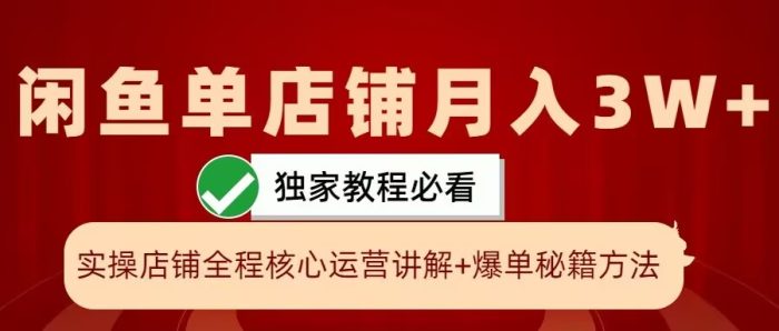 闲鱼单店铺月入3W+实操展示，爆单核心秘籍，一学就会【揭秘】|小鸡网赚博客