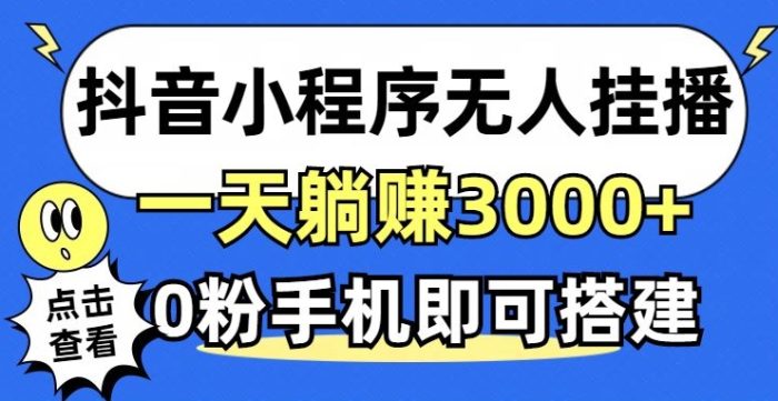 抖音小程序无人挂播，0粉手机可搭建，不违规不限流，小白一看就会|小鸡网赚博客