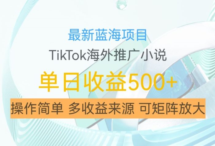 最新蓝海项目，利用tiktok海外推广小说赚钱佣金，简单易学，日入500+，可矩阵放大【揭秘】|小鸡网赚博客