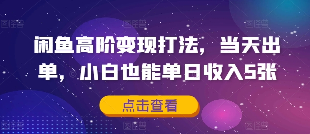 闲鱼高阶变现打法，当天出单，小白也能单日收入5张|小鸡网赚博客