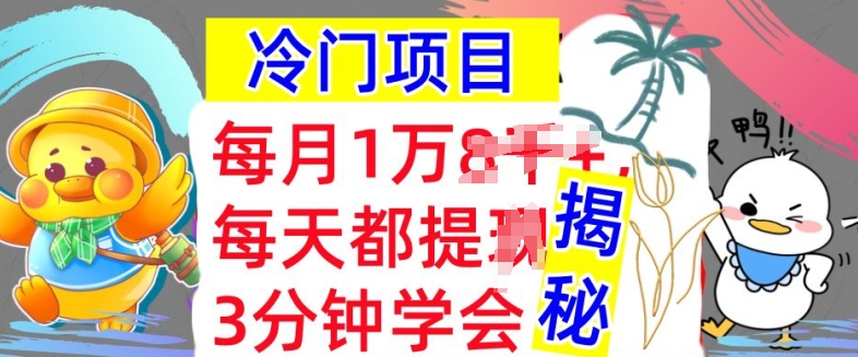 冷门项目，这个方法一定要学会，内部教程，每月1w(揭秘)|小鸡网赚博客