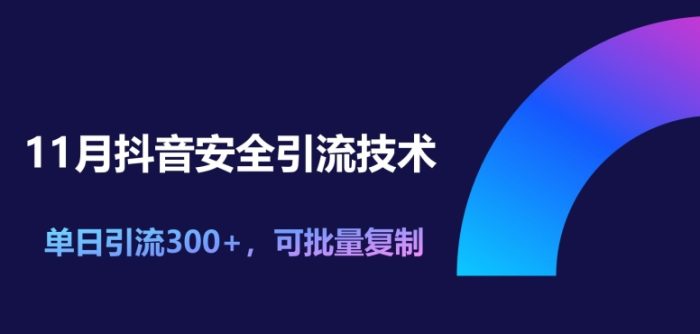 11月抖音安全引流技术，单日引流300+，可批量复制|小鸡网赚博客