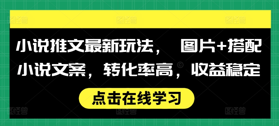小说推文最新玩法， 图片+搭配小说文案，转化率高，收益稳定|小鸡网赚博客