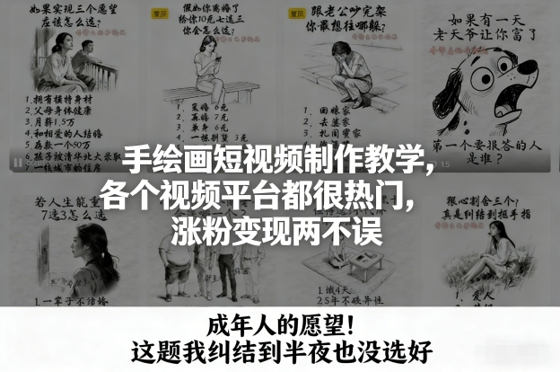 手绘画短视频制作教学，各个视频平台都很热门，涨粉变现两不误|小鸡网赚博客