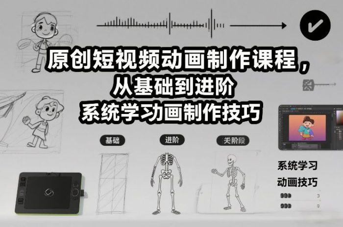 原创短视频动画制作课程,从基础到进阶,系统学习动画制作技巧|小鸡网赚博客