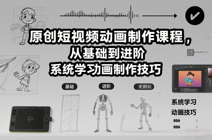 原创短视频动画制作课程，从基础到进阶，系统学习动画制作技巧|小鸡网赚博客