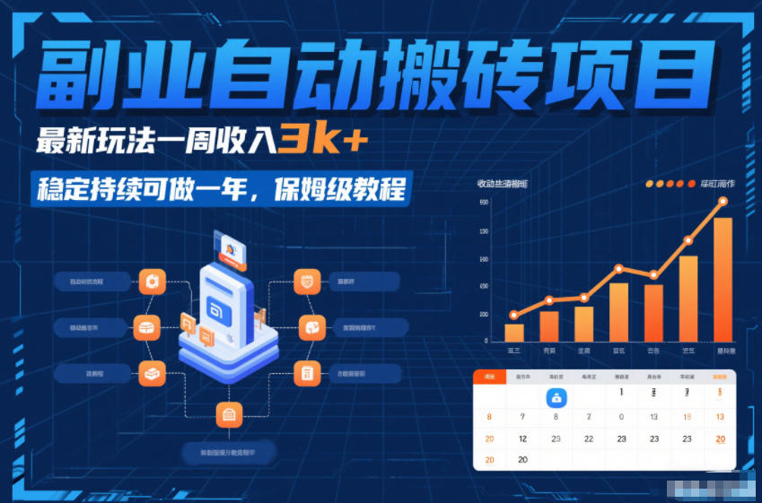副业自动搬砖项目，最新玩法一周收入3k+，稳定持续可做一年，保姆级教程【揭秘】|小鸡网赚博客