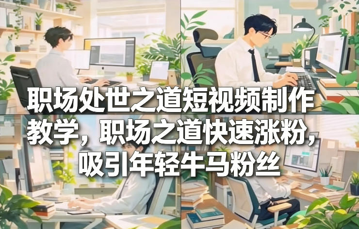 职场处世之道短视频制作教学，职场之道快速涨粉，吸引年轻牛马粉丝|小鸡网赚博客