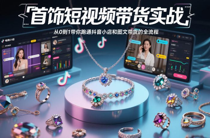 首饰短视频带货实战,从0到1带你跑通抖音小店和图文带货的全流程|小鸡网赚博客