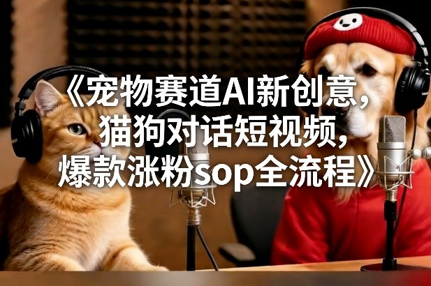 宠物赛道AI新创意，猫狗对话短视频，爆款涨粉sop全流程|小鸡网赚博客