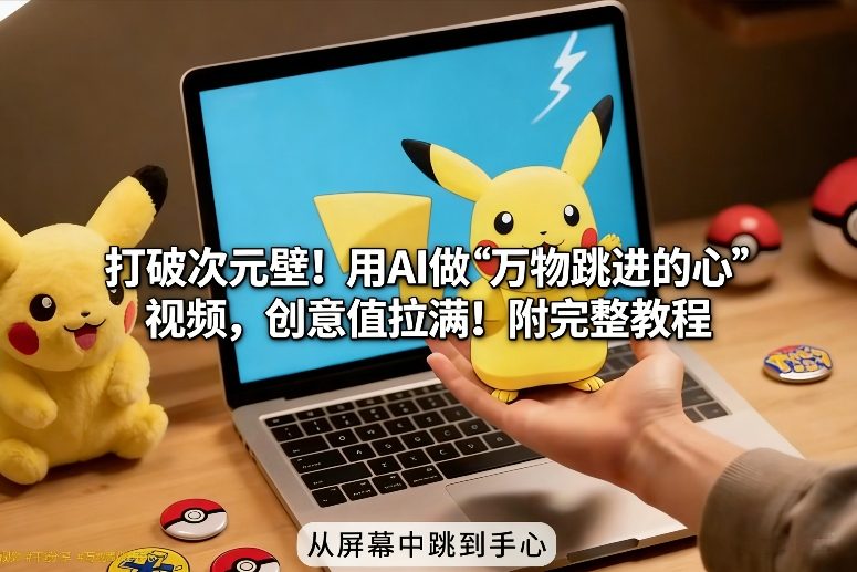 打破次元壁！用AI做【万物跳进手心】视频，创意值拉满！附完整教程|小鸡网赚博客