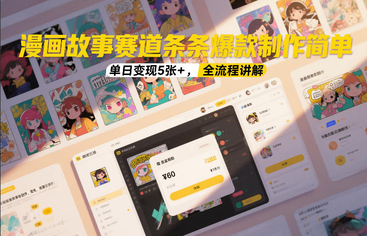 漫画故事赛道条条爆款制作简单，单日变现5张+，全流程讲解|小鸡网赚博客