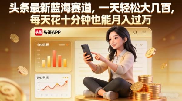 头条最新蓝海赛道，一天轻松大几张，每天花十分钟也能月入过1W【揭秘】|小鸡网赚博客