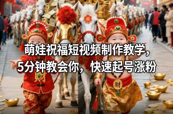 萌娃祝福短视频制作教学，5分钟教会你，快速起号涨粉|小鸡网赚博客