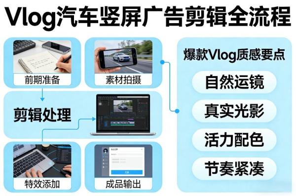 Vlog感觉汽车竖屏广告剪辑脚本全流程，拿捏爆款Vlog质感|小鸡网赚博客