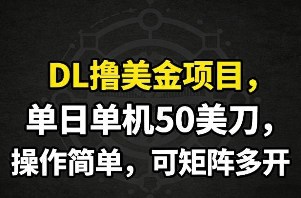 DL撸美金项目，单日单机50美刀，操作简单，可矩阵多开|小鸡网赚博客