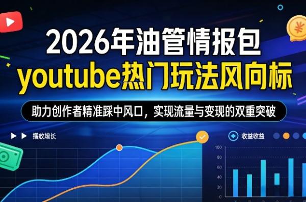 2026年油管情报包，youtube热门玩法风向标，助力创作者精准踩中风口，实现流量与变现的双重突破|小鸡网赚博客