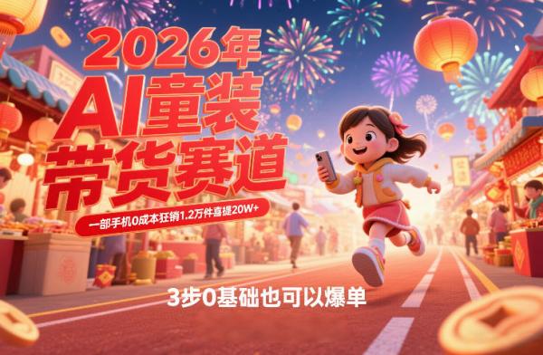 AI童装新春带货赛道，一部手机0成本狂销1.2万件喜提20W+，3步0基础也可以爆单|小鸡网赚博客
