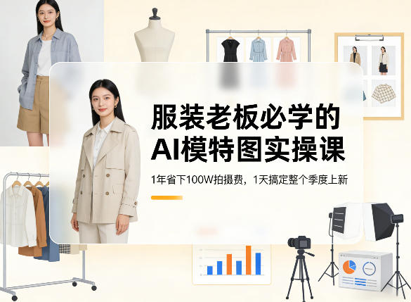 服装老板必学的AI模特图实操课，1年省下100W拍摄费，1天搞定整个季度上新|小鸡网赚博客