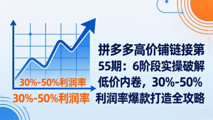 拼多多高价铺链接第55期：6阶段实操破解低价内卷，30%-50%利润率爆款打造全攻略|小鸡网赚博客