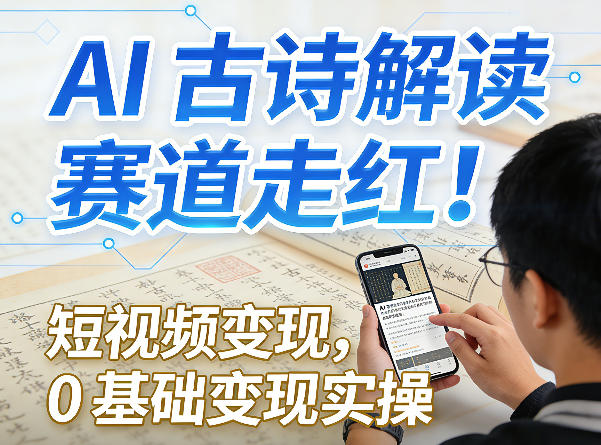 AI古诗解读赛道走红！短视频变现，0基础变现实操|小鸡网赚博客