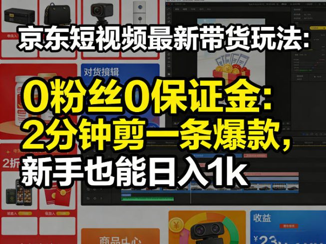 京东短视频最新带货玩法，0粉丝0保证金，2分钟剪一条爆款，新手也能日入1k+【揭秘】|小鸡网赚博客