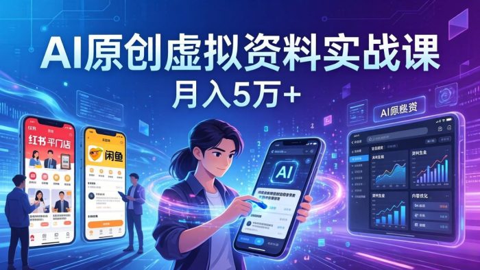 AI原创虚拟资料实战课:2026新机会,小红书闲鱼开店,普通人用AI轻松变现,月入5万+|小鸡网赚博客