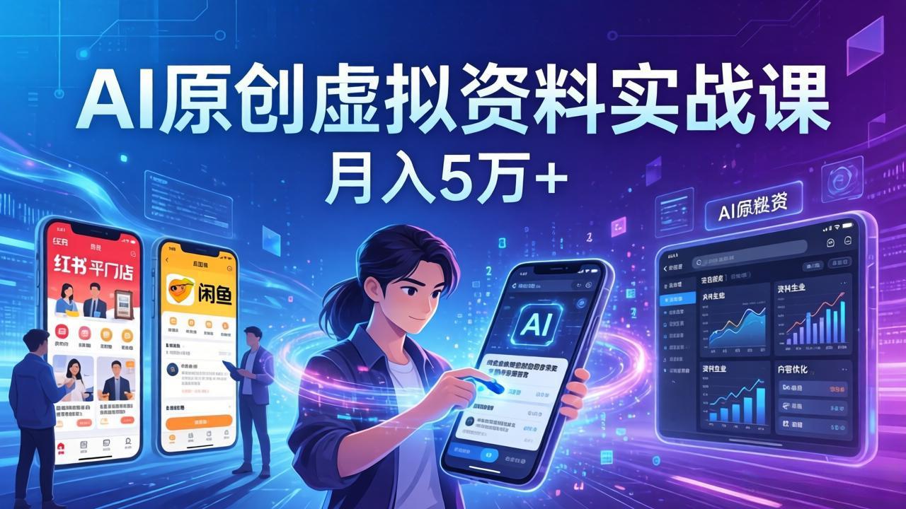 AI原创虚拟资料实战课：2026新机会，小红书闲鱼开店，普通人用AI轻松变现，月入5万+|小鸡网赚博客