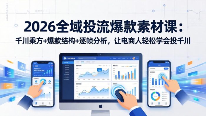 2026全域投流爆款素材课:千川乘方+爆款结构+逐帧分析,让电商人轻松学会投千川|小鸡网赚博客