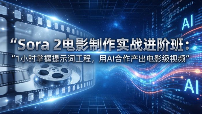 Sora 2电影制作实战进阶班:1小时掌握提示词工程,用AI合作产出电影级视频|小鸡网赚博客