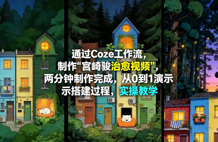 通过Coze工作流制作《宫崎骏治愈视频》，两分钟制作完成，从0到1演示搭建过程，实操教学|小鸡网赚博客