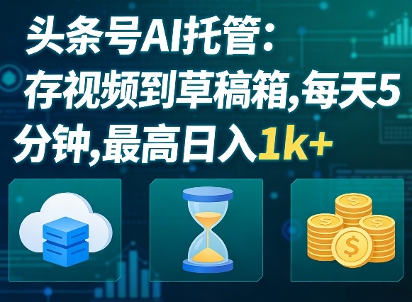 头条号AI托管，我存视频到你草稿箱，每天5分钟，最高日入1k+【揭秘】|小鸡网赚博客