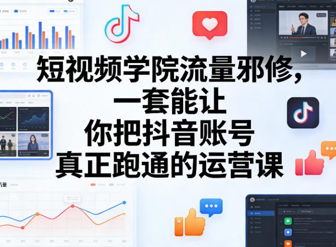 短视频学院流量邪修,一套能让你把抖音账号真正跑通的运营课|小鸡网赚博客