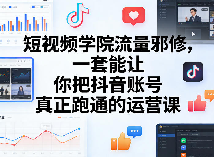 短视频学院流量邪修，一套能让你把抖音账号真正跑通的运营课|小鸡网赚博客